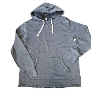 Alternative Apparel Mens Medium Charcoal Gray Heather Pullover Hoodie Raw Hem